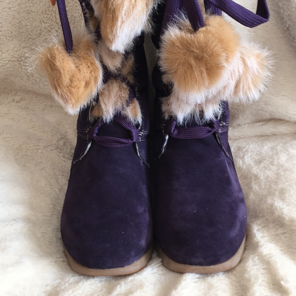 SPORTO purple suede faux fur shearling boots 7M